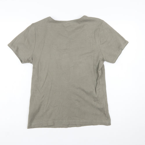 Adidas Women Green Cotton Crew Neck Short Sleeve T-Shirt Size 18