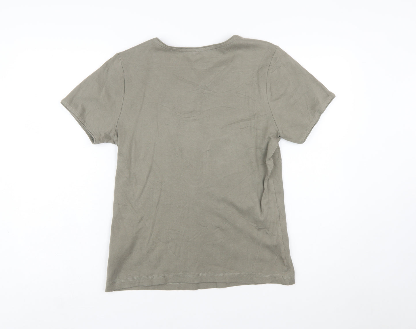 Adidas Women Green Cotton Crew Neck Short Sleeve T-Shirt Size 18