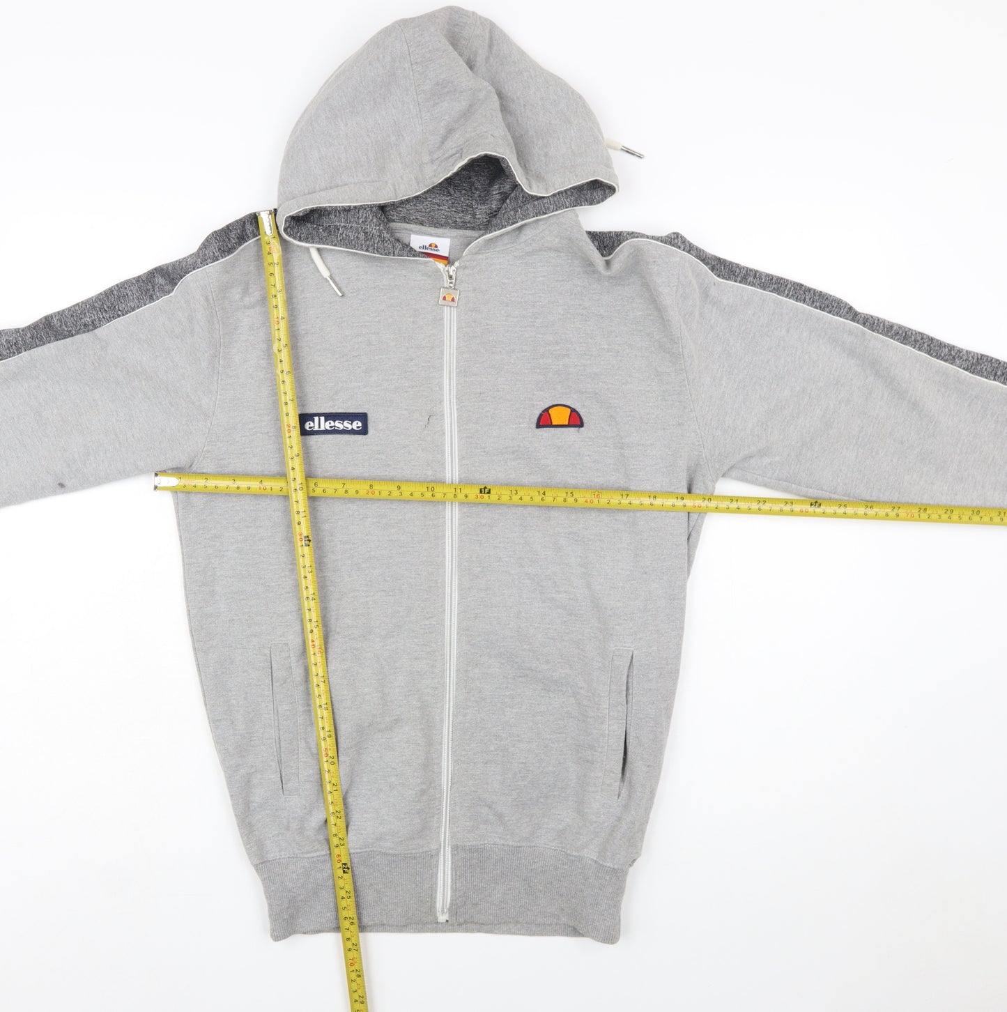 Ellesse Men's Grey XS Full Zip Hoodie with Logo Trim