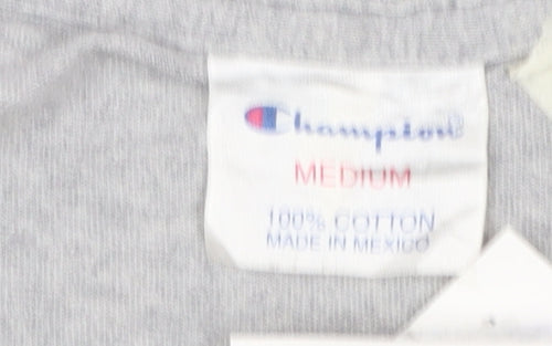 Champion Men's Grey Miami Swimming Graphic T-Shirt Medium Cotton