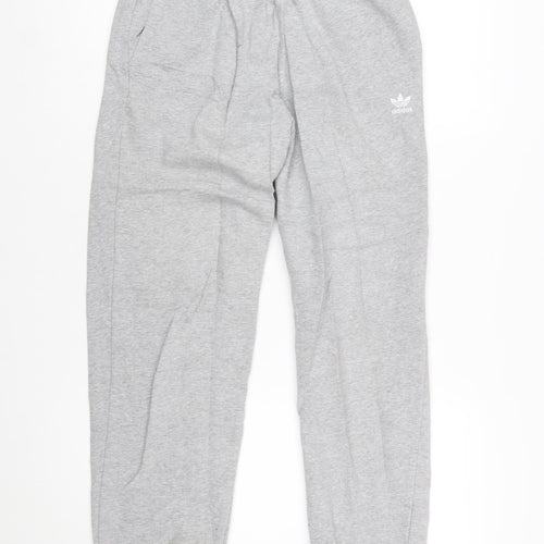 Adidas Womens Grey Jogger Sweatpants Size 8 Elastic Waist Fleece