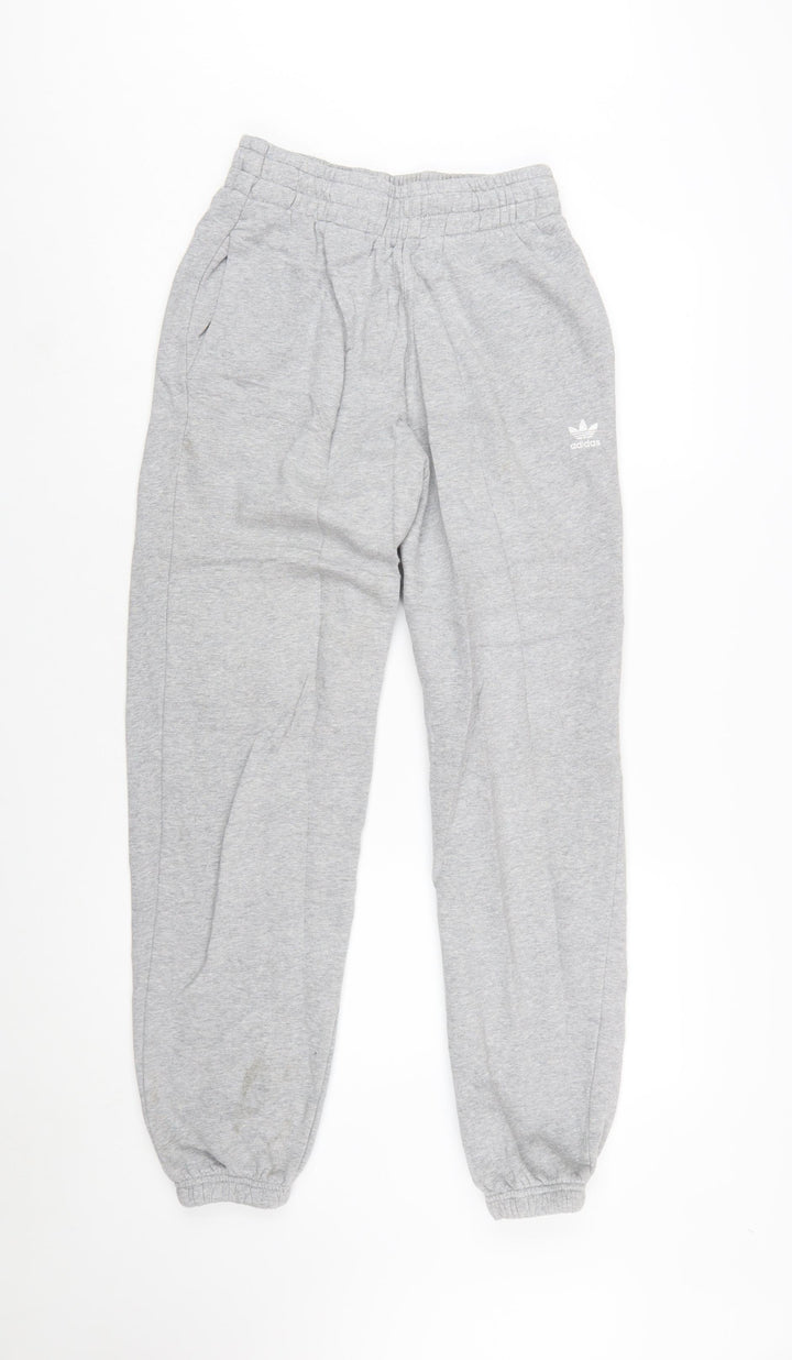 Adidas Womens Grey Jogger Sweatpants Size 8 Elastic Waist Fleece