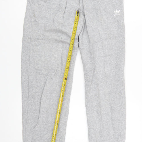 Adidas Womens Grey Jogger Sweatpants Size 8 Elastic Waist Fleece