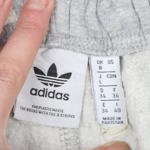Adidas Womens Grey Jogger Sweatpants Size 8 Elastic Waist Fleece
