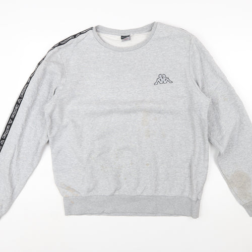 Kappa Mens Grey Logo Sweatshirt Pullover Crew Neck Size L