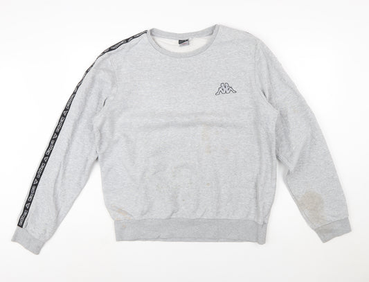 Kappa Mens Grey Logo Sweatshirt Pullover Crew Neck Size L