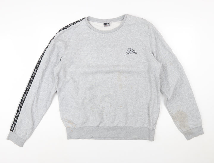 Kappa Mens Grey Logo Sweatshirt Pullover Crew Neck Size L