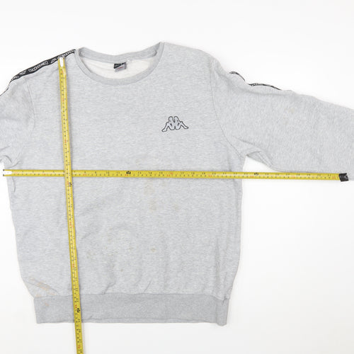 Kappa Mens Grey Logo Sweatshirt Pullover Crew Neck Size L