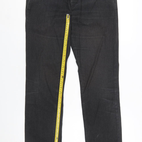 BOSS Men's Black 32R Regular Fit Cotton Blend Chino Trousers