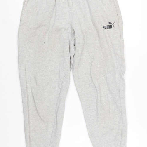 Puma Womens Grey Jogger Sweatpants M Cotton Blend Fleece Trousers