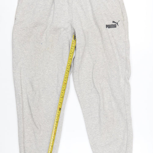 Puma Womens Grey Jogger Sweatpants M Cotton Blend Fleece Trousers