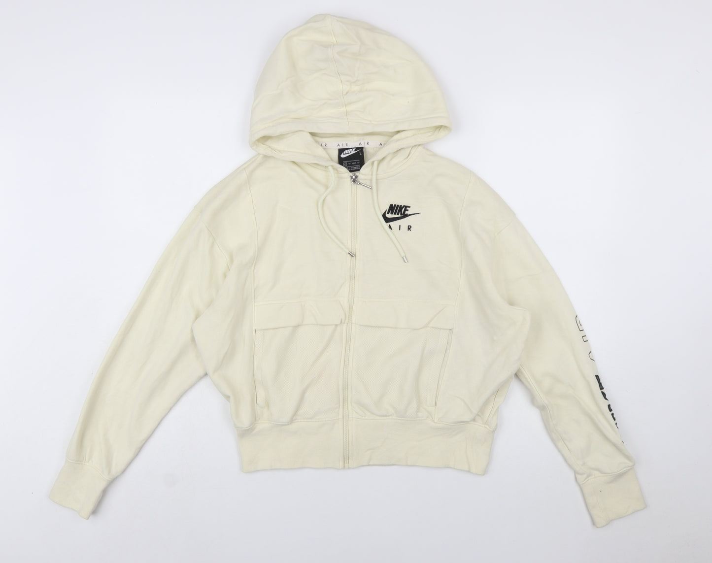 Nike Air Women's Beige Full Zip Hoodie XS Cotton Blend
