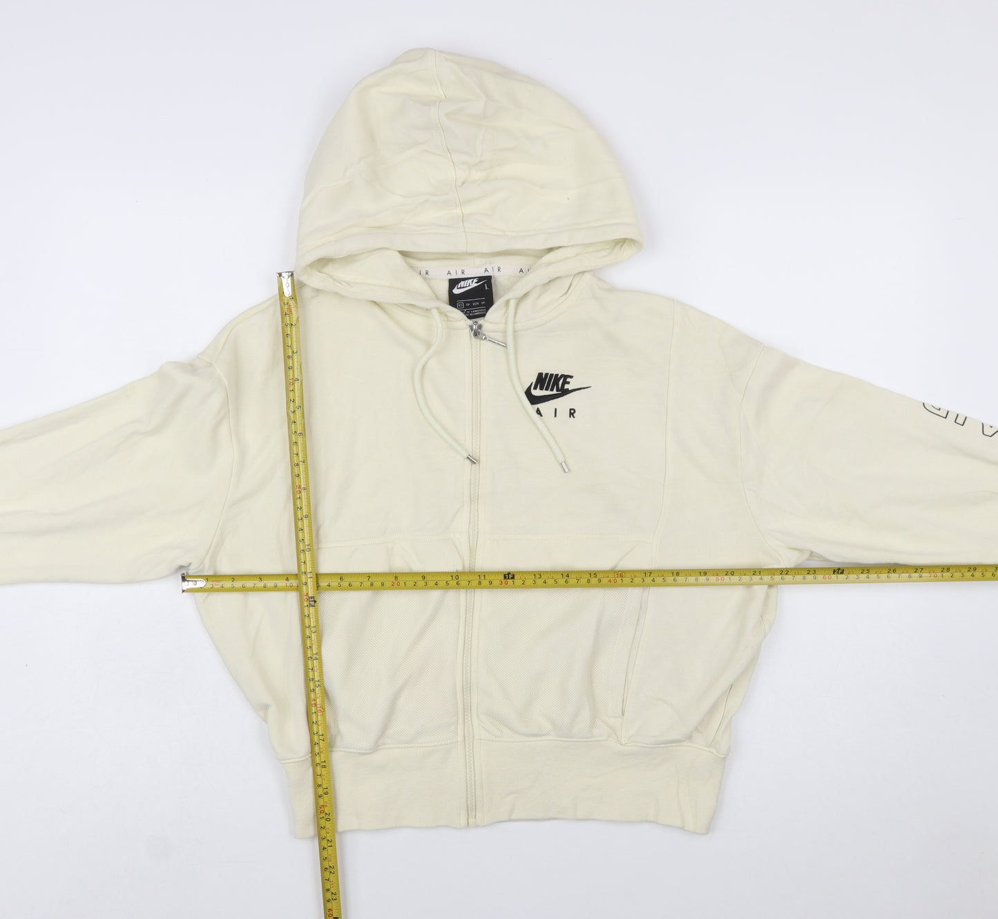 Nike Air Women's Beige Full Zip Hoodie XS Cotton Blend