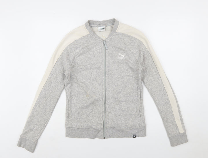 Puma Women's Grey Full Zip Hoodie Size 10 Cotton Blend Casual Sportswear