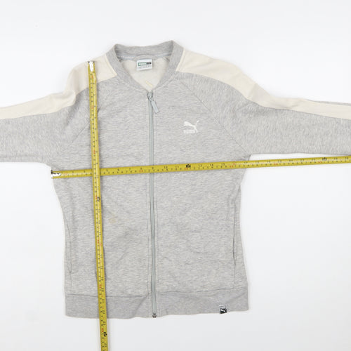 Puma Women's Grey Full Zip Hoodie Size 10 Cotton Blend Casual Sportswear