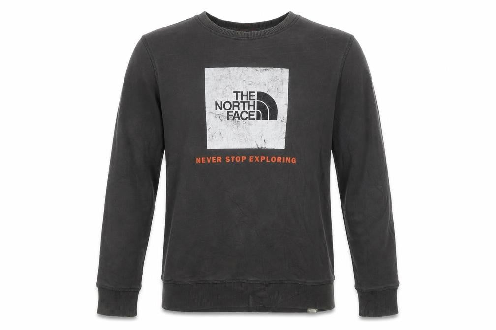 Front view of The North Face boys’ black xl crew neck pullover sweatshirt