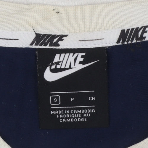 Nike Men's Beige & Navy Logo Pullover Sweatshirt Size S