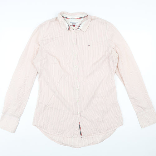 Hilfiger Denim Women's Pink Striped Long Sleeve Button-Up Shirt L