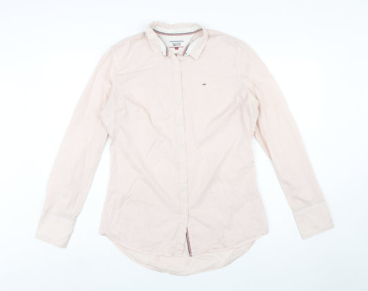 Hilfiger Denim Women's Pink Striped Long Sleeve Button-Up Shirt L