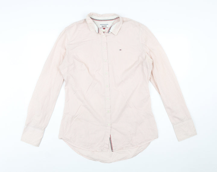 Hilfiger Denim Women's Pink Striped Long Sleeve Button-Up Shirt L