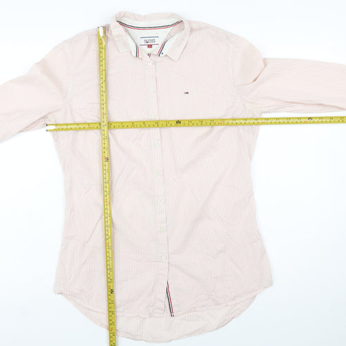 Hilfiger Denim Women's Pink Striped Long Sleeve Button-Up Shirt L