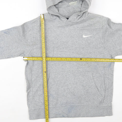 Nike Boys Grey Pullover Hoodie 12-13 Years Cotton Blend Sweatshirt