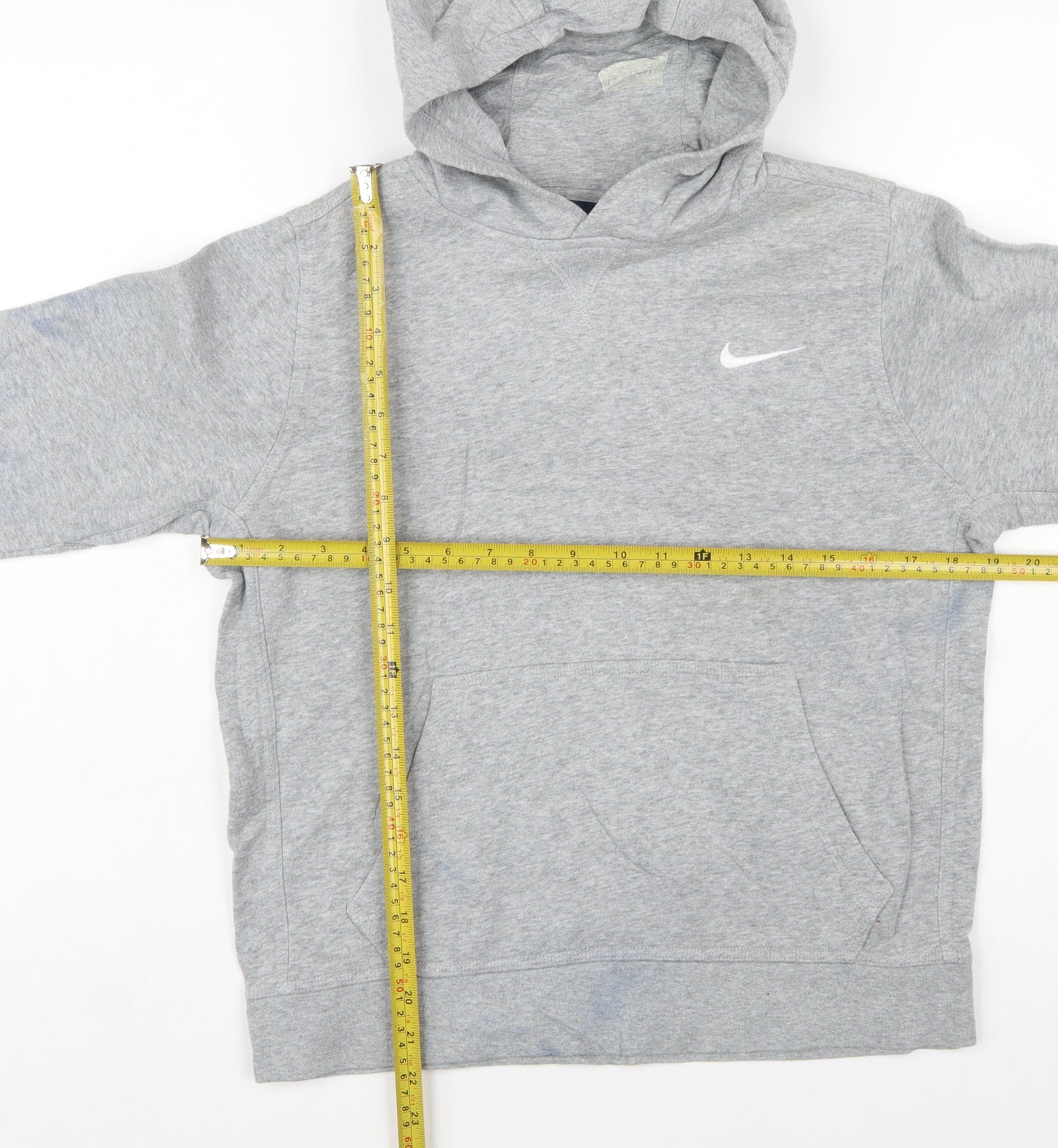 Nike Boys Grey Pullover Hoodie 12-13 Years Cotton Blend Sweatshirt