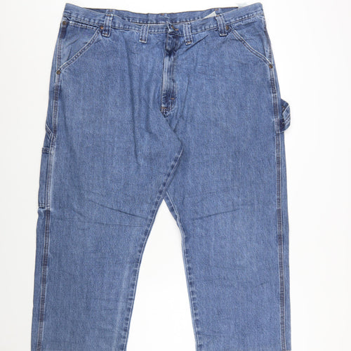 Wrangler Men's Blue Denim Straight Jeans 44x30 Relaxed Fit