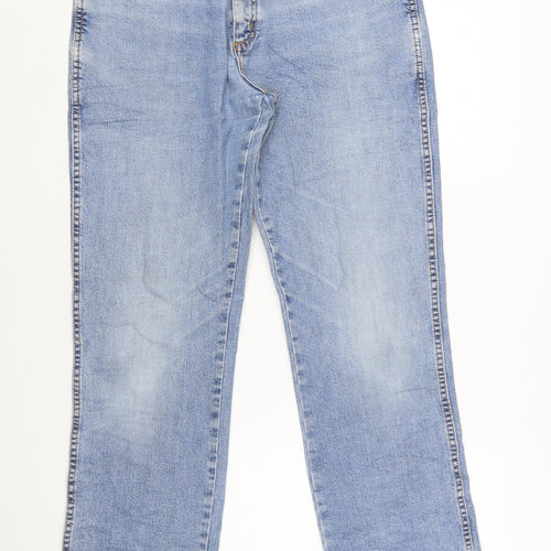 Wrangler Men’s Blue 36x34 Straight Fit Light Wash Stretch Denim Jeans