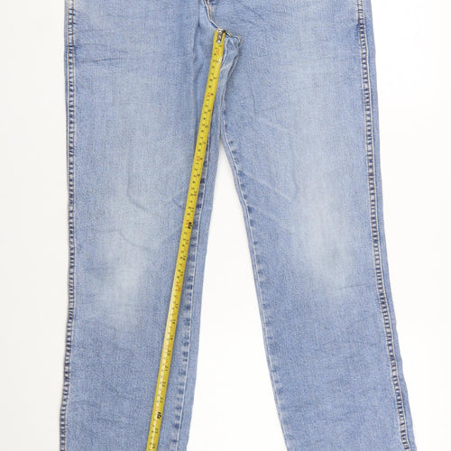 Wrangler Men’s Blue 36x34 Straight Fit Light Wash Stretch Denim Jeans