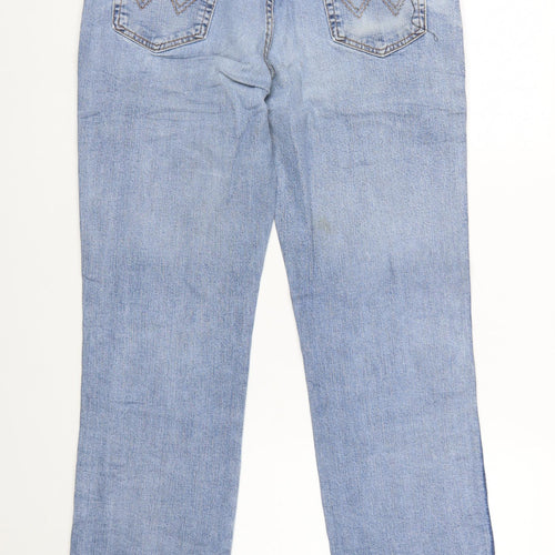 Wrangler Men’s Blue 36x34 Straight Fit Light Wash Stretch Denim Jeans