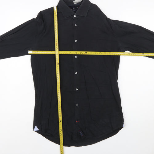 Tommy Hilfiger Men’s Black Slim Fit Long Sleeve Button-Up Shirt 40