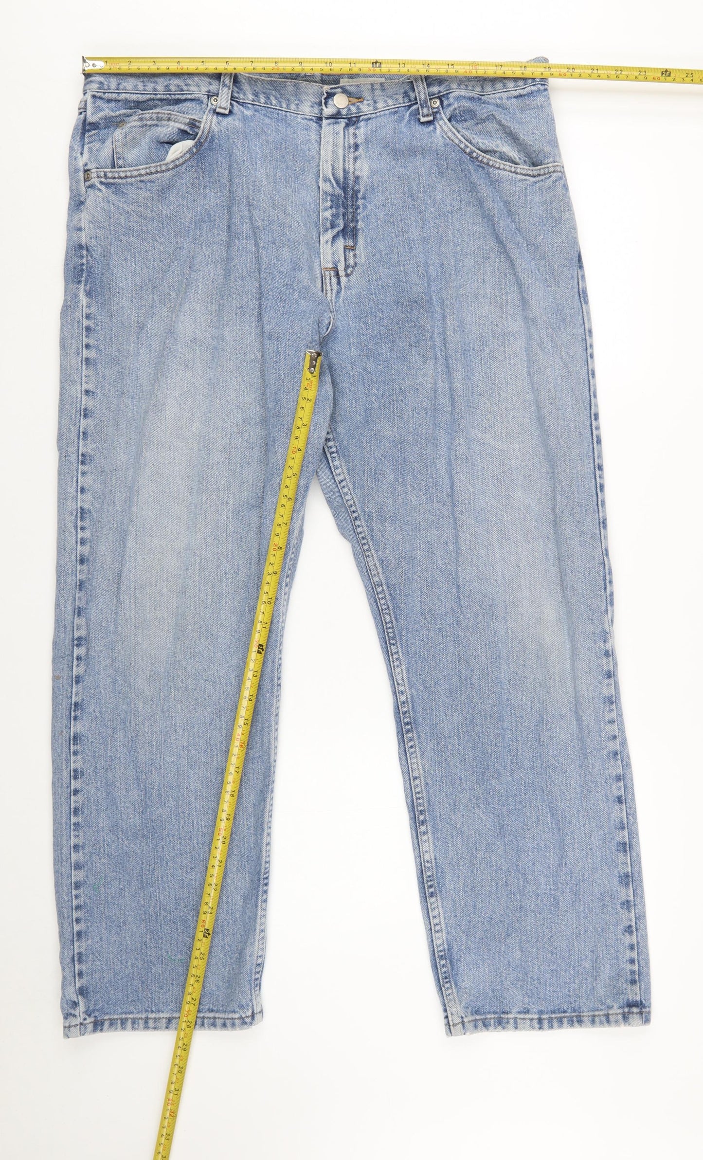 Wrangler Men’s Blue Straight Leg Jeans 38x29 Relaxed Fit Denim