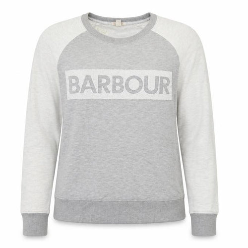 Barbour Women Grey Colourblock Logo Sweatshirt UK 10 Cotton Blend