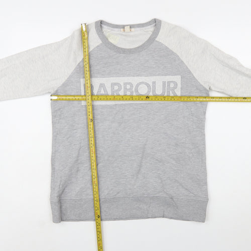 Barbour Women Grey Colourblock Logo Sweatshirt UK 10 Cotton Blend