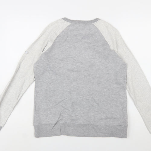 Barbour Women Grey Colourblock Logo Sweatshirt UK 10 Cotton Blend