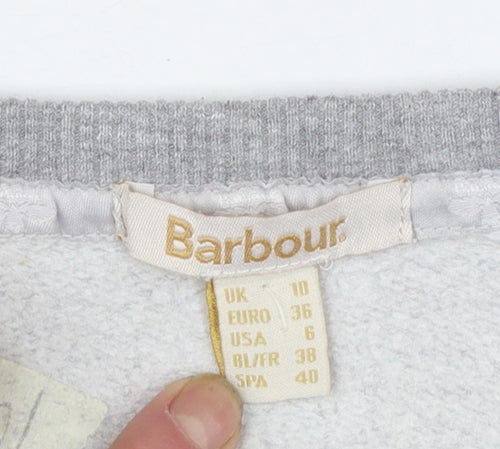 Barbour Women Grey Colourblock Logo Sweatshirt UK 10 Cotton Blend