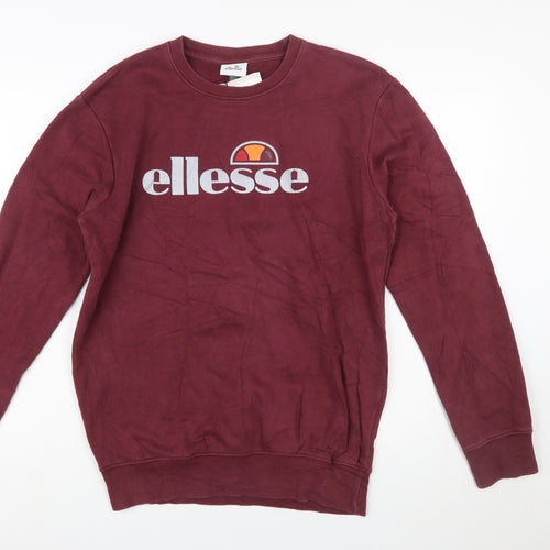 Ellesse Men’s Red Crew Neck Logo Pullover Sweatshirt Size S