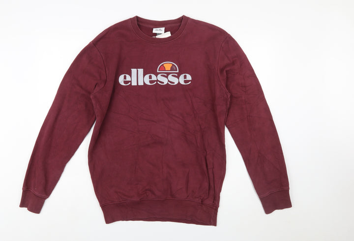 Ellesse Men’s Red Crew Neck Logo Pullover Sweatshirt Size S