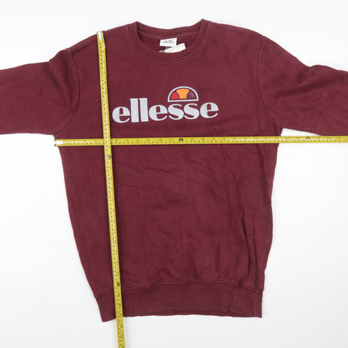 Ellesse Men’s Red Crew Neck Logo Pullover Sweatshirt Size S