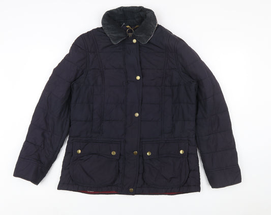 Barbour Womens Blue Quilted Mid-Length Jacket Size 12
