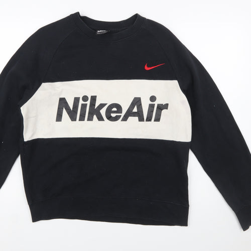 Nike Men's Black & White Crew Neck Sweatshirt Small Graphic Pullover