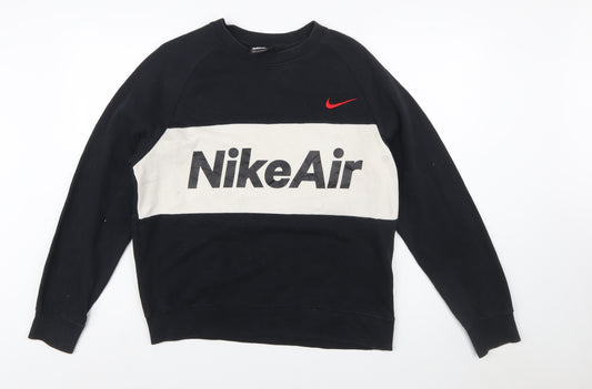 Nike Men's Black & White Crew Neck Sweatshirt Small Graphic Pullover