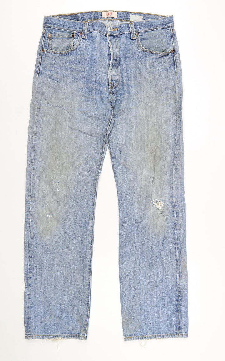 Levi's 501 Men's Blue Straight Leg Distressed Jeans W36 L34