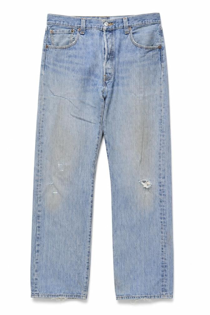 Levi's 501 Men's Blue Straight Leg Distressed Jeans W36 L34