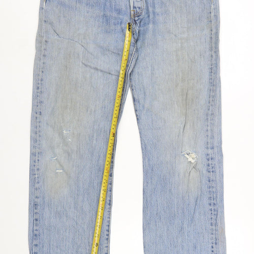 Levi's 501 Men's Blue Straight Leg Distressed Jeans W36 L34