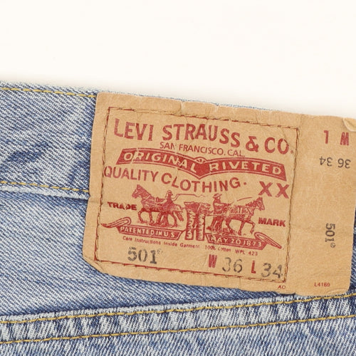 Levi's 501 Men's Blue Straight Leg Distressed Jeans W36 L34