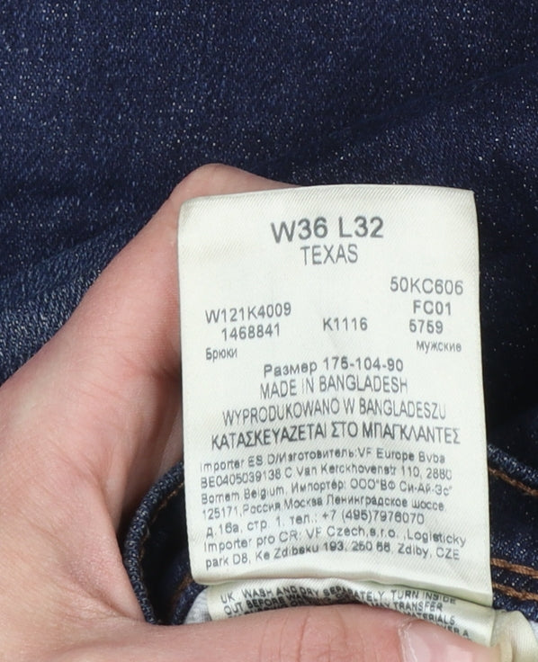 Wrangler Texas Men's Blue Denim Straight Leg Jeans W36 L32