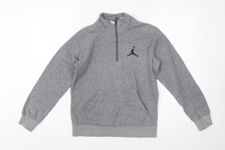 Jordan Boys Grey 1/2 Zip Hoodie Sweatshirt 10-12 Years Cotton Blend