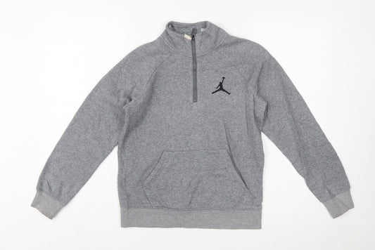 Jordan Boys Grey 1/2 Zip Hoodie Sweatshirt 10-12 Years Cotton Blend